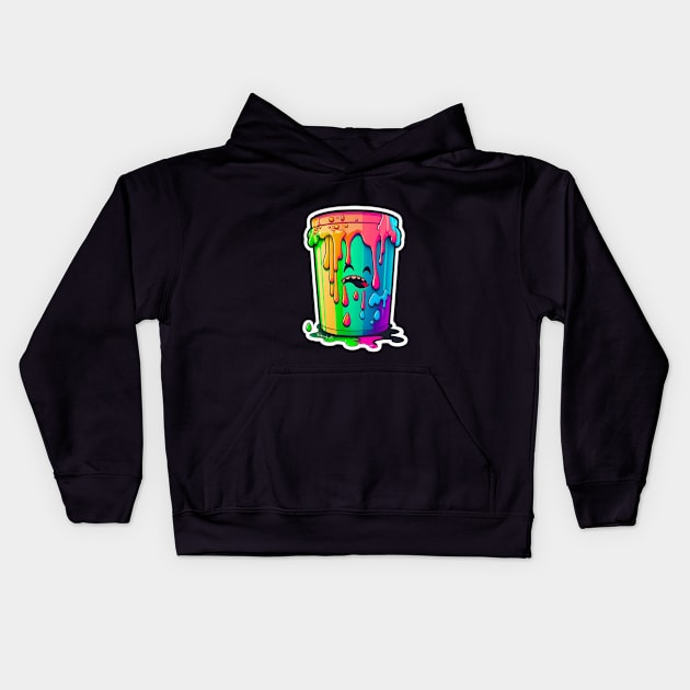 Colorful Slime Trash Can Sticker #5 Kids Hoodie by Farbrausch Art